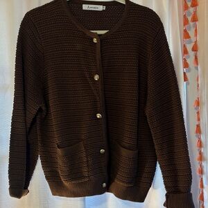 Elegant Brown Cardigan Sweater